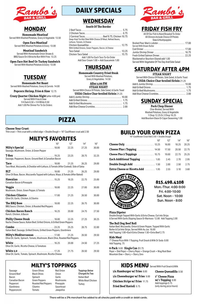 Rambos Menu part 2